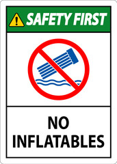 Fototapeta premium Water Safety Sign Attention, No Inflatables