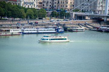 Ship on the Danube river in Budapest, Hungary