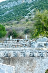 Elements of ancient architecture and ruins of Ephesus, Izmir. 