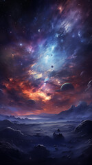 Planets, stars and nebulae. Space background for wallpaper. Elements of the sky.