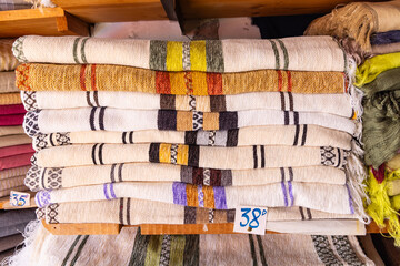 Woven cloth for sale at the Houmt Souk.