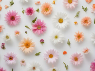 Floral background, flowers on white background