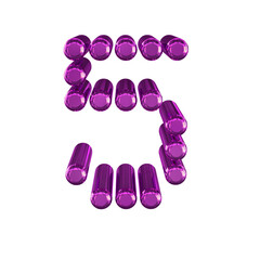 Symbol made of 3d cylinders. number 5