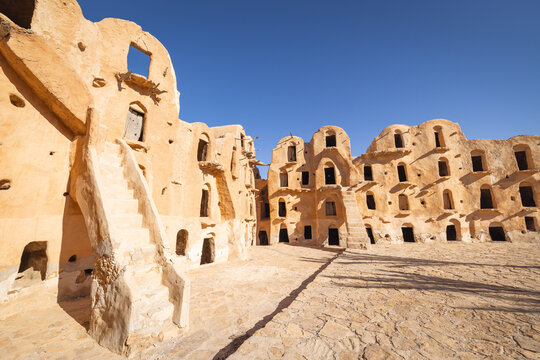 Ancient fortified Berber granary at Ksar Ouled Soltane, that was used as a set for the Star Wars movie, The Phantom Menace.