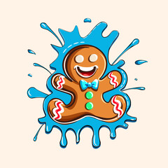 Holiday cookies in the shape of a gingerbread man. A happy new year decoration. Merry Christmas celebration. New Year and Christmas celebration. vector illustration