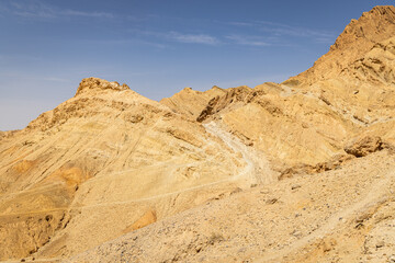 Fototapeta na wymiar Desert mountains in rural Tunisia.