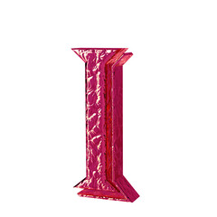 Fluted pink symbol. right side view. letter i