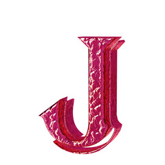 Fluted pink symbol. right side view. letter j
