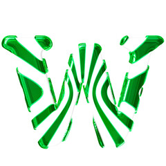 White symbol with green thin straps. letter w