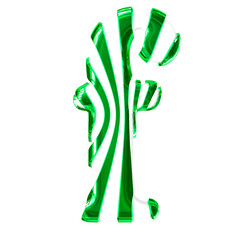 White symbol with green thin straps. letter f