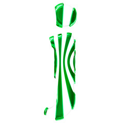 White symbol with green thin straps. letter j