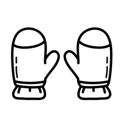 Winter Gloves Lines Style Vector Illustration 
