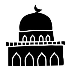 Black Icon Mosque Doodle Vector Design 