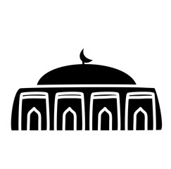 Obraz premium Black Icon Mosque Doodle Vector Design 