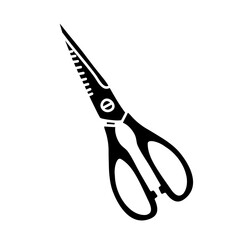 Black Scissors Icon Cartoon Vector Illustration 