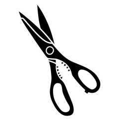 Black Scissors Icon Cartoon Vector Illustration 