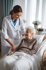 Obraz premium A nurse caring for the elderly