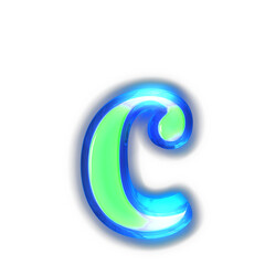 Green symbol glowing around the edges. letter c