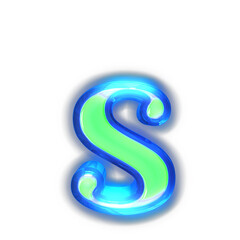 Green symbol glowing around the edges. letter s