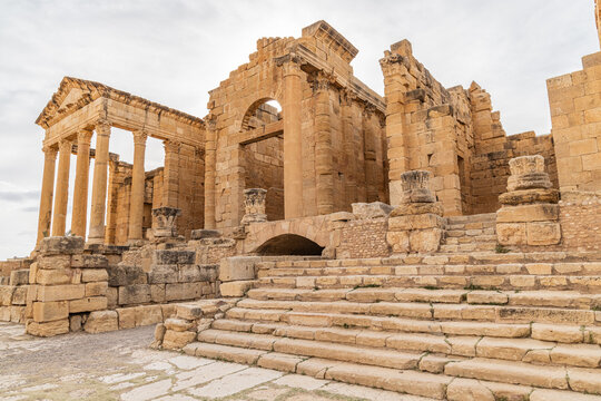 Capitoline temples at the Byzantine Roman ruins in Sbeitla.