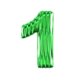 Green symbol with vertical ribs. number 1