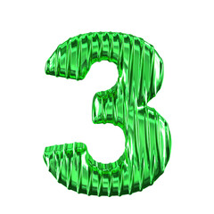 Green symbol with vertical ribs. number 3