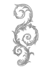 Vintage baroque floral Frame. Victorian ornament leaf scroll engraving style illustration - obrazy, fototapety, plakaty