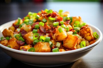 Loaded Tater Tots with Cheese, Bacon, and Green Onions