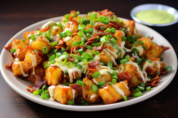 Loaded Tater Tots with Cheese, Bacon, and Green Onions