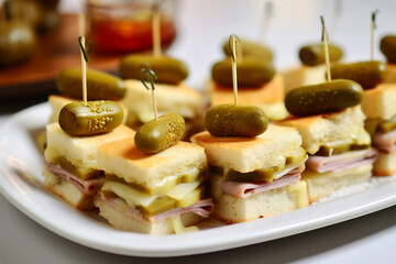 Mini Cuban Sandwiches with Pickles and Mustard