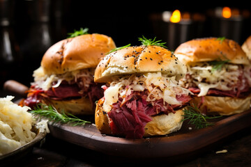 Reuben Sandwich Sliders with Sauerkraut