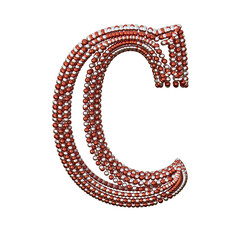 Symbol of small silver and red spheres. letter c