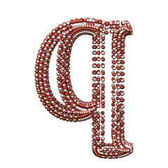 Symbol of small silver and red spheres. letter q