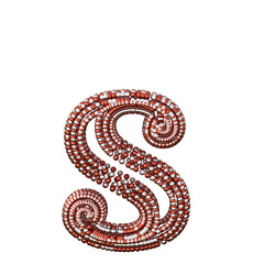 Symbol of small silver and red spheres. letter s
