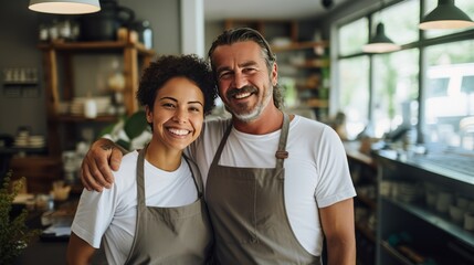 Small business owners couple.Generated AI.