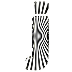 White symbol with ultra thin black straps. letter j