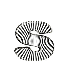 White symbol with ultra thin black straps. letter s