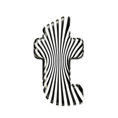 White symbol with ultra thin black straps. letter t