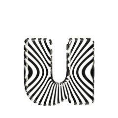 White symbol with ultra thin black straps. letter u