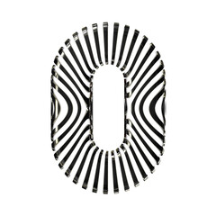 White symbol with ultra thin black straps. number 0