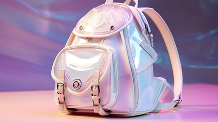 Generative AI : Stylish backpack from iridescent material