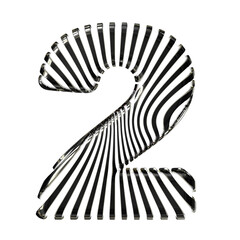 White symbol with ultra thin black straps. number 2