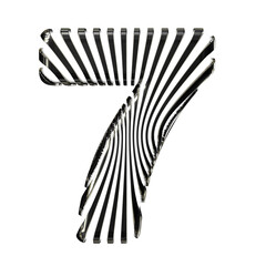 White symbol with ultra thin black straps. number 7