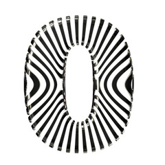 White symbol with ultra thin black straps. number 0