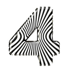 White symbol with ultra thin black straps. number 4