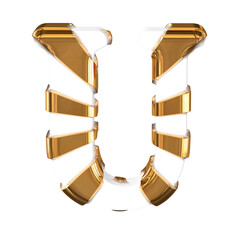White symbol with thick gold straps. letter u © oleg