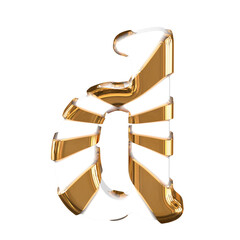 White symbol with thick gold straps. letter d