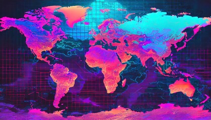 Poster world map closeup