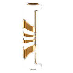 White symbol with thick gold straps