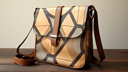 Generative AI : A contemporary geometric-print crossbody bag